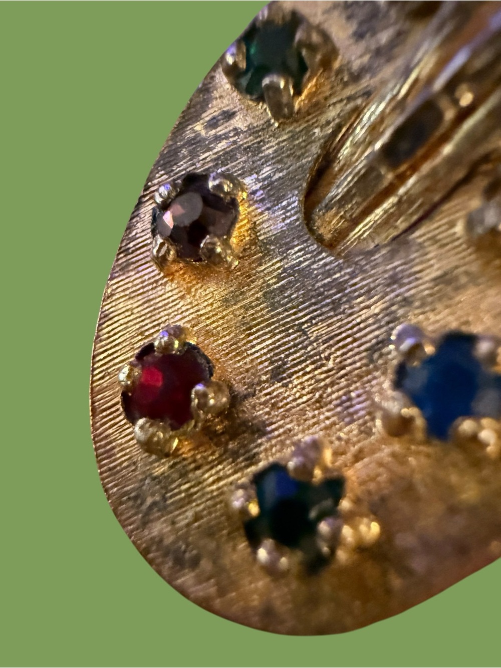 Vintage MONET Artist’s Palette Charm Gold Tone Multicolor Rhinestones 1” - Picture 12 of 15